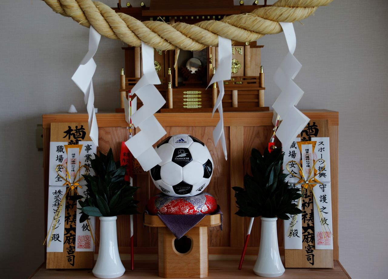 A soccer shrine is pictured at the J-Village training center where torch relay of the Tokyo 2020 Olympic Games is set to begin in Naraha, Fukushima prefecture, Japan, March 23, 2021. REUTERS/Kim Kyung-Hoon