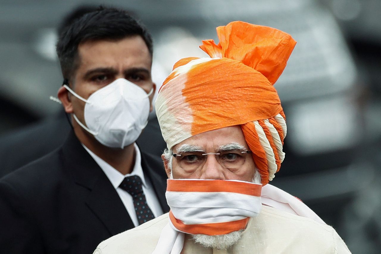 FILE PHOTO: Indian Prime Minister Narendra Modi arrives to attend the Independence Day celebrations at the historic Red Fort in Delhi, India, August 15, 2020. REUTERS/Adnan Abidi
