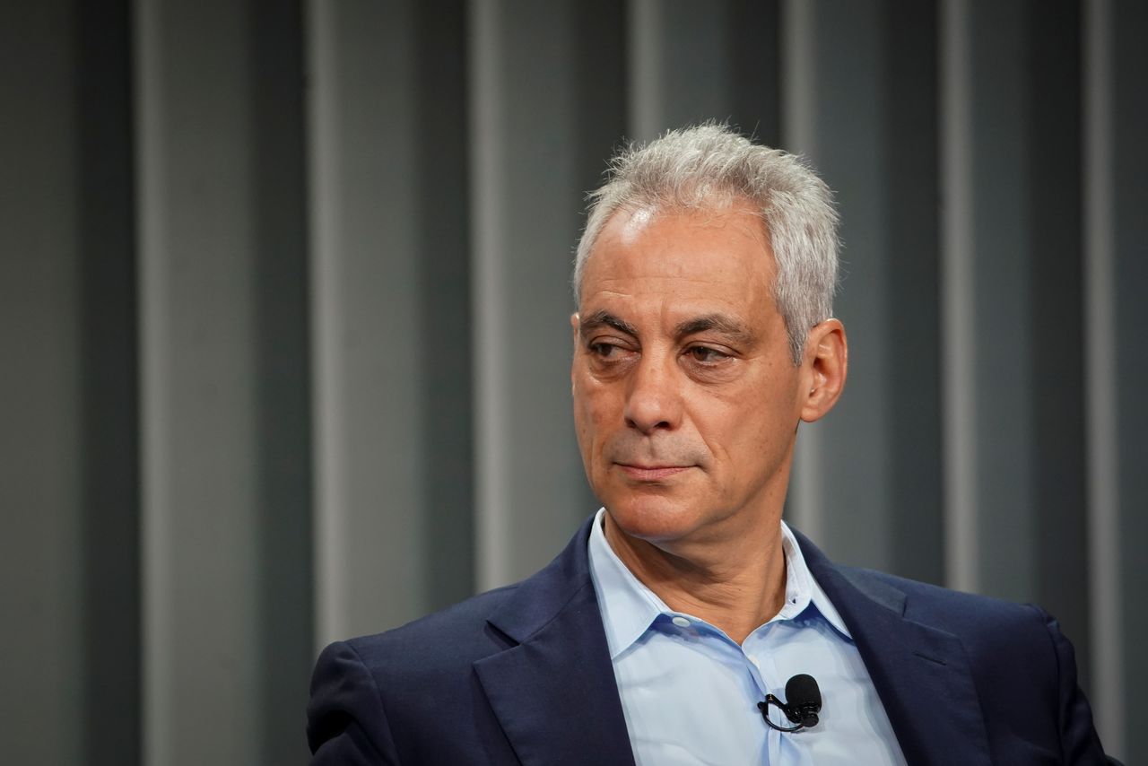 FILE PHOTO: Rahm Emanuel, former mayor of Chicago, listens during the Wall Street Journal CEO Council, in Washington, U.S., December 10, 2019. REUTERS/Al Drago