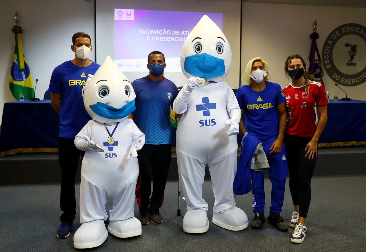 Olympics - Brazilian athletes and staff travelling to Tokyo for the Olympics receive COVID-19 vaccine - Rio de Janeiro, Brazil - May 14, 2021 Brazil
