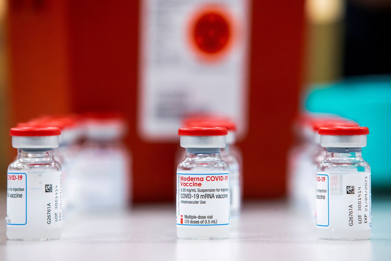 FILE PHOTO: Vials of the Moderna COVID-19 vaccine are seen at Apotex pharmaceutical company as Humber River Hospital
