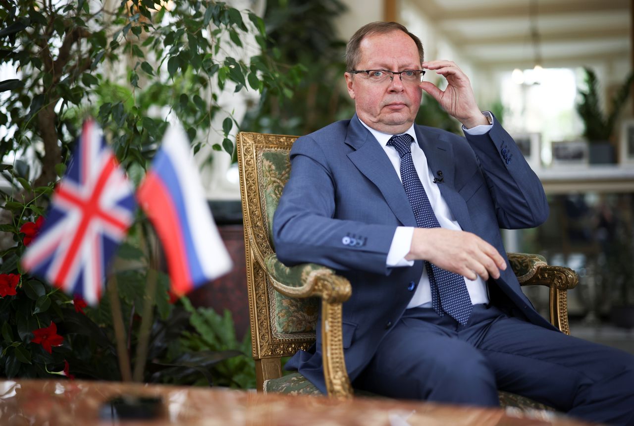 Ambassador of Russia to the United Kingdom Andrei Kelin poses inside the residence of the Russian Ambassador, following an interview with Reuters, in London, Britain, May 20, 2021. REUTERS/Henry Nicholls