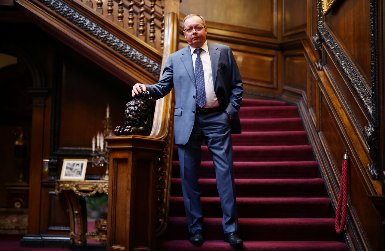 Ambassador of Russia to the United Kingdom Andrei Kelin poses inside the residence of the Russian Ambassador, following an interview with Reuters, in London, Britain, May 20, 2021. REUTERS/Henry Nicholls