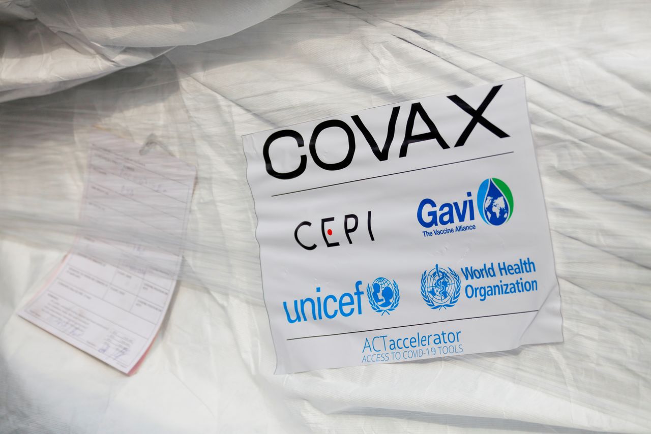 FILE PHOTO: A pack of AstraZeneca/Oxford vaccines is seen as the country receives its first batch of coronavirus disease (COVID-19) vaccines under COVAX scheme, at the international airtport of Accra, Ghana February 24, 2021. REUTERS/Francis Kokoroko/File Photo