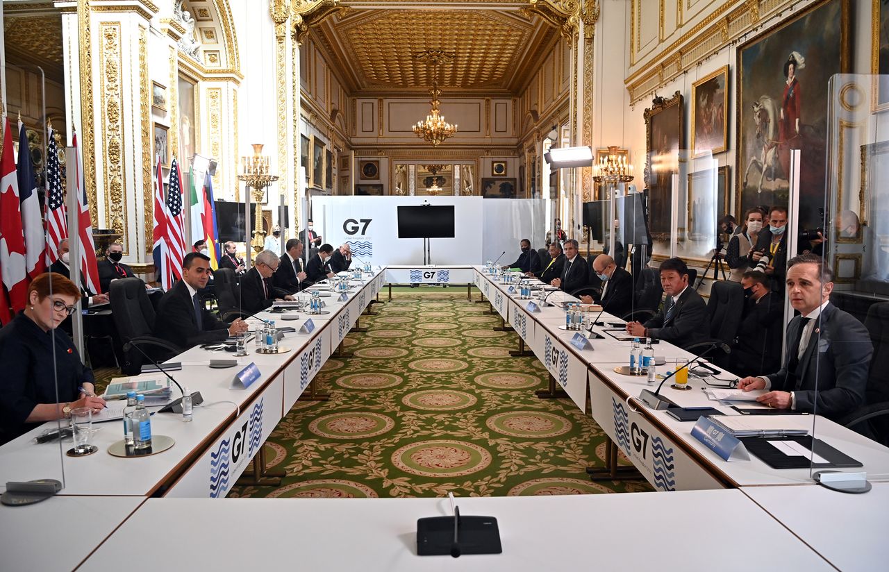 FILE PHOTO: Attendees take part in G7 foreign ministers meeting in London, Britain May 5, 2021. Ben Stansall/Pool via REUTERS