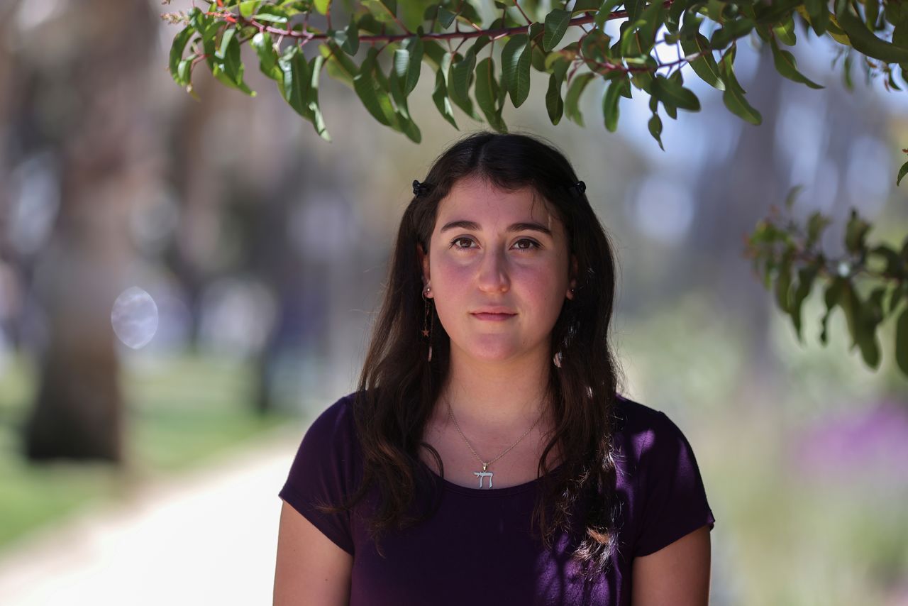 University of California, Santa Barbara (UCSB) student Lea Toubian, 22, poses for a photo in Santa Monica, California, U.S., May 24, 2021. REUTERS/Lucy Nicholson