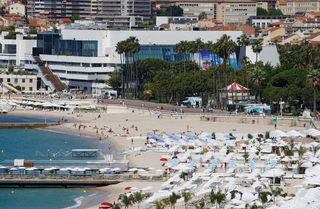 A view shows the Festival palace in Cannes as the French Riviera prepares for the 2021 edition of the Cannes Film Festival which will take place next July, in France, June 3, 2021. REUTERS/Eric Gaillard