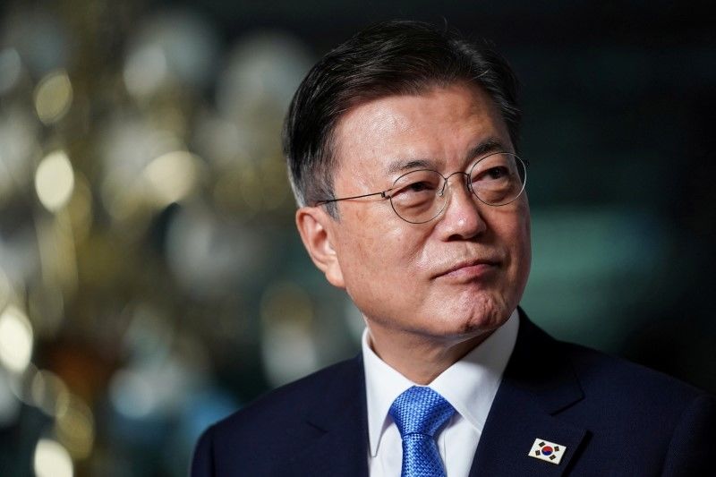 FILE PHOTO: South Korean President Moon Jae-in in Washington, U.S., May 21, 2021. REUTERS/Sarah Silbiger