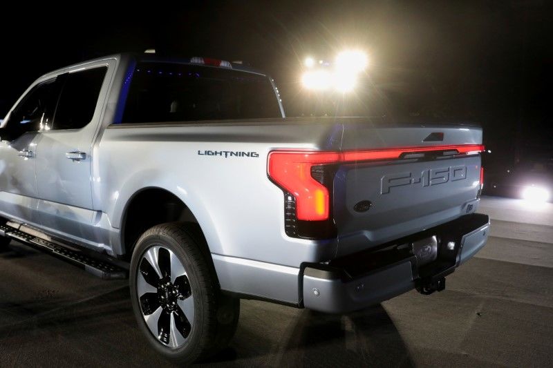 FILE PHOTO: The all-electric Ford F-150 Lightning pickup truck is unveiled at the company