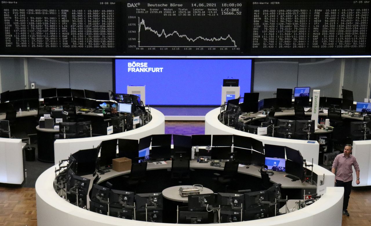 FILE PHOTO: The German share price index DAX graph is pictured at the stock exchange in Frankfurt, Germany, June 14, 2021. REUTERS/Staff