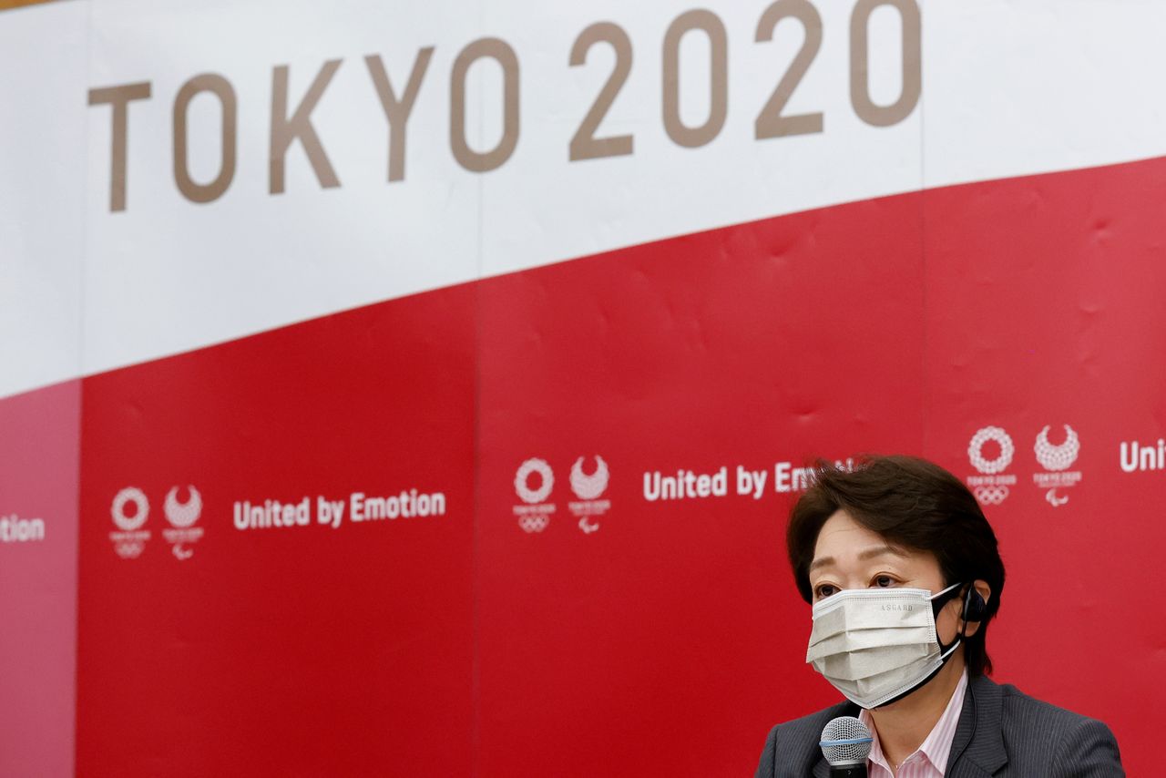 FILE PHOTO: Seiko Hashimoto President of Tokyo 2020 speaks during a five-party meeting at Harumi Island Triton Square Tower Y in Tokyo, Japan June 21, 2021. Rodrigo Reyes Marin/Pool via REUTERS/File Photo