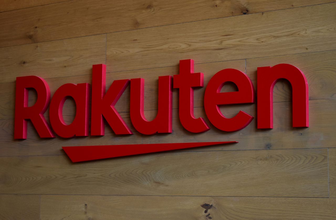 FILE PHOTO: The logo of Rakuten is pictured at the headquarters of Rakuten in Tokyo, Japan, May 15, 2019. REUTERS/Sam Nussey/File Photo