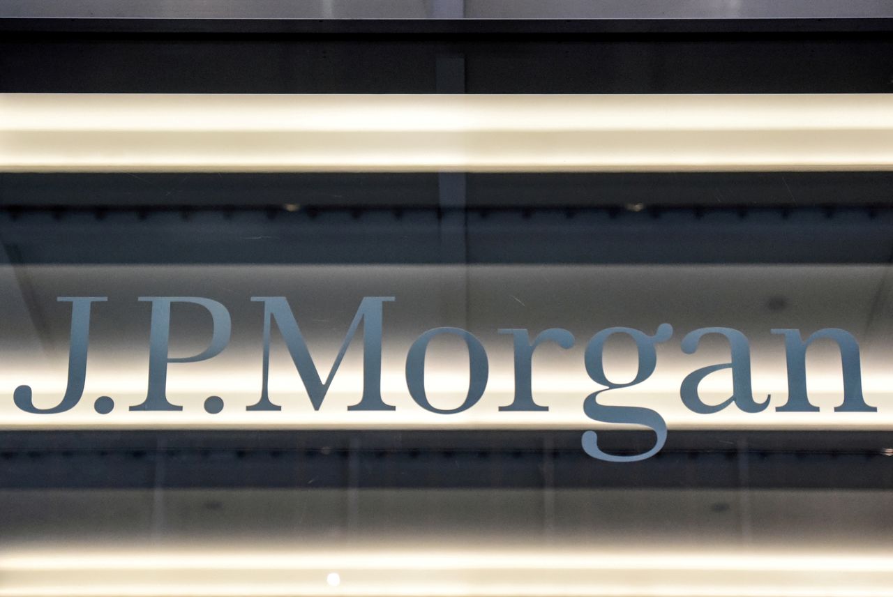 FILE PHOTO: A JPMorgan logo is seen in New York City, U.S., January 10, 2017. REUTERS/Stephanie Keith/File Photo