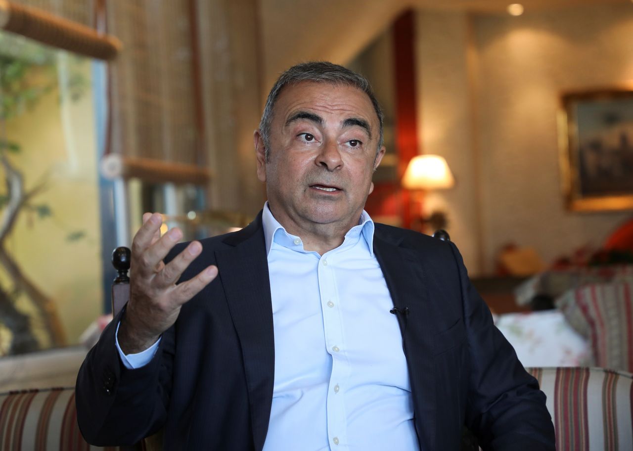 FILE PHOTO: Former Nissan Chairman Carlos Ghosn talks during an interview with Reuters in Beirut, Lebanon June 14, 2021. REUTERS/Mohamed Azakir