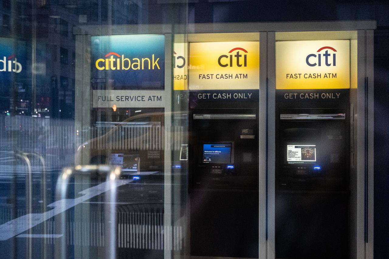 FILE PHOTO: Citi bank ATM machines are seen in New York City, U.S., March 17, 2020. REUTERS/Jeenah Moon
