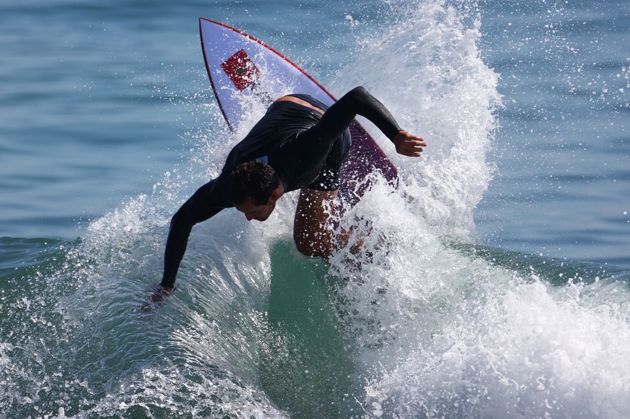 Tokyo 2020 Olympics - Surfing Training - Tsurigasaki Surfing Beach, Tokyo, Japan - July 24, 2021 Ramzi Boukhiam of Morocco during training REUTERS/Lisi Niesner