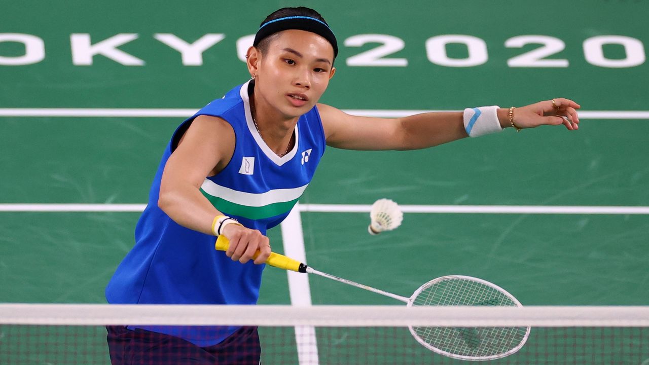 Tokyo 2020 Olympics - Badminton - Women's Singles - Group Stage - MFS - Musashino Forest Sport Plaza, Tokyo, Japan - July 24, 2021. Tai Tzu Ying of Taiwan in action during the match against Sabrina Jaquet of Switzerland. REUTERS/Leonhard Foeger