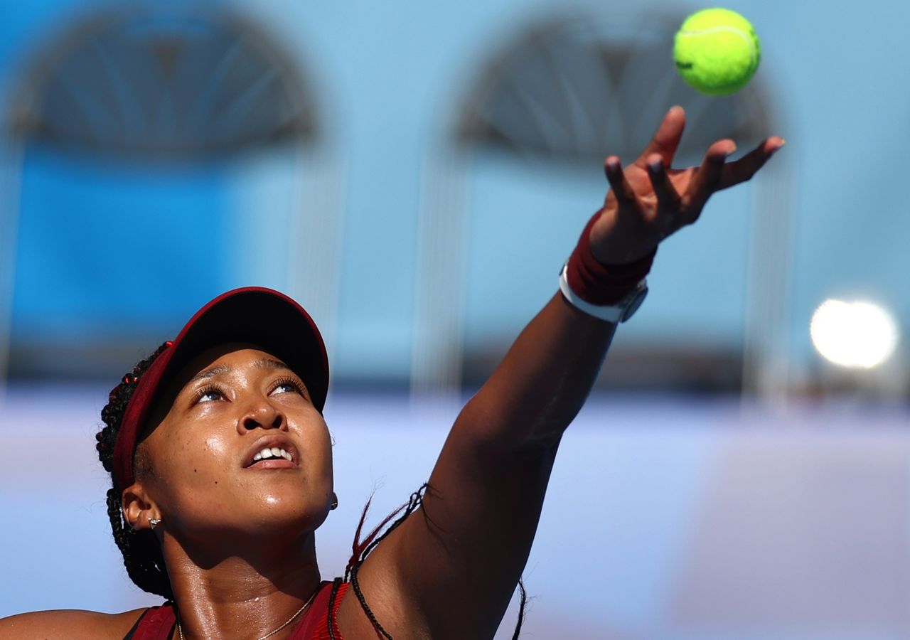 Tokyo 2020 Olympics - Tennis - Women's Singles - Round 1 - Ariake Tennis Park - Tokyo, Japan - July 25, 2021. Naomi Osaka of Japan in action during her first round match against Zheng Saisai of China REUTERS/Edgar Su