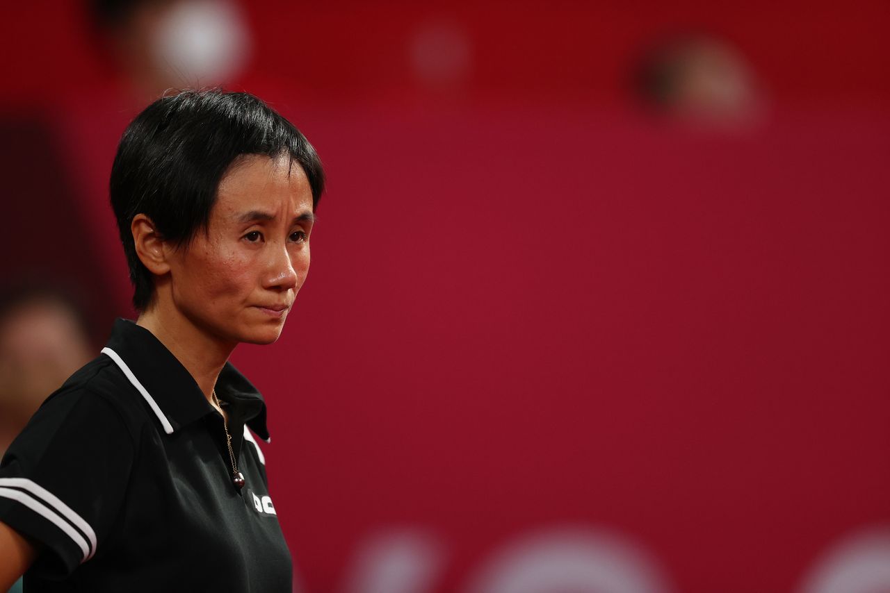 Tokyo 2020 Olympics - Table Tennis - Women's Singles - Round 3 - Tokyo Metropolitan Gymnasium - Tokyo, Japan - July 27, 2021. Jia Liu of Austria reacts during match against Adriana Diaz of Puerto Rico REUTERS/Luisa Gonzalez