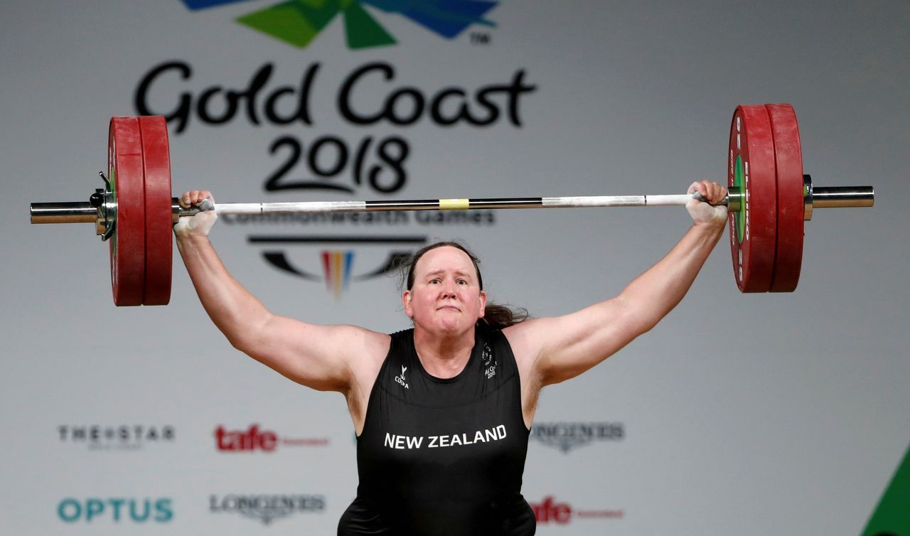 FILE PHOTO: Weightlifting - Gold Coast 2018 Commonwealth Games - Women's +90kg - Final - Carrara Sports Arena 1 - Gold Coast, Australia - April 9, 2018. Laurel Hubbard of New Zealand competes. REUTERS/Paul Childs/File Photo