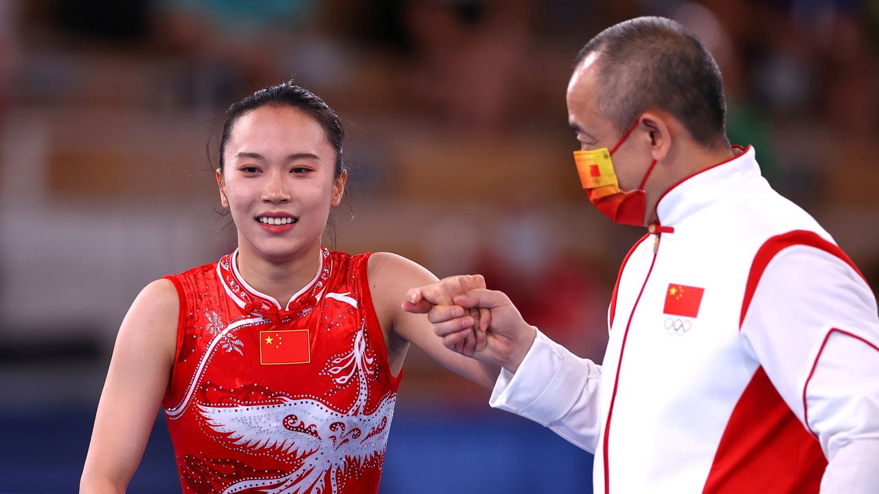 Tokyo 2020 Olympics - Gymnastics - Trampolining - Women's Individual Trampoline - Final - Ariake Gymnastics Centre - Tokyo, Japan - July 30, 2021 Zhu Xueying of China reacts REUTERS/Lindsey Wasson