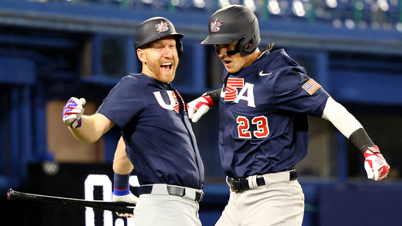 Tokyo 2020 Olympics - Baseball - Men - Opening Round - Group B - United States v Israel - Yokohama Baseball Stadium, Yokohama, Japan - July 30, 2021. Austin Tyler of the United States celebrates a home run. REUTERS/Jorge Silva