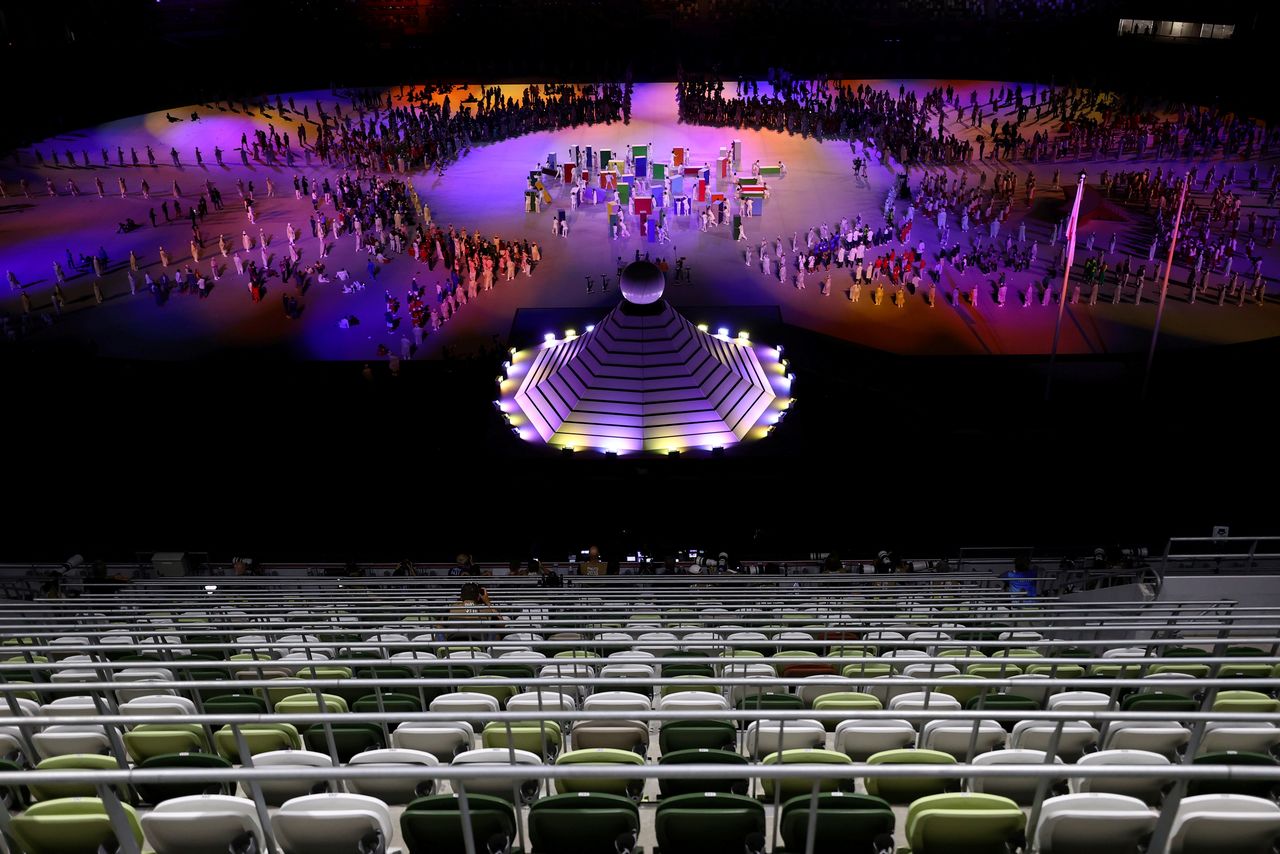 FILE PHOTO: Tokyo 2020 Olympics - The Tokyo 2020 Olympics Opening Ceremony - Olympic Stadium, Tokyo, Japan - July 23, 2021. Empty seats in the stadium during the opening ceremony REUTERS/Leonhard Foeger/File Photo