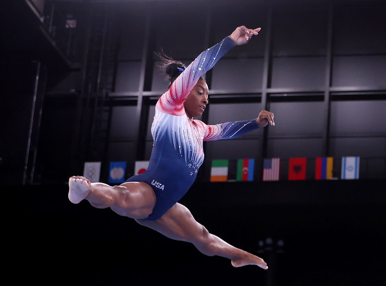 Tokyo 2020 Olympics - Gymnastics - Artistic - Gymnastics Training - Ariake Gymnastics Centre, Tokyo, Japan - August 3, 2021. Simone Biles of the United States during training. REUTERS/Mike Blake