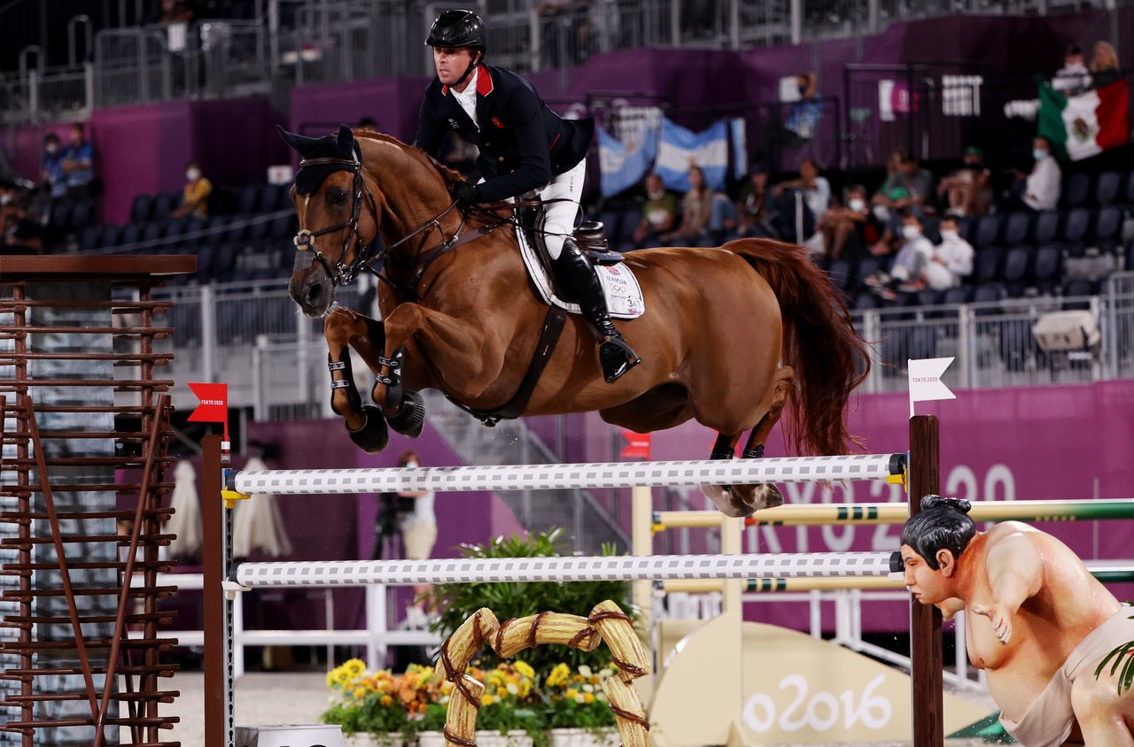 Tokyo 2020 Olympics - Equestrian - Jumping - Individual - Qualification - Equestrian Park - Tokyo, Japan - August 3, 2021. Ben Maher of Britain on his horse Explosion W competes. REUTERS/Alkis Konstantinidis