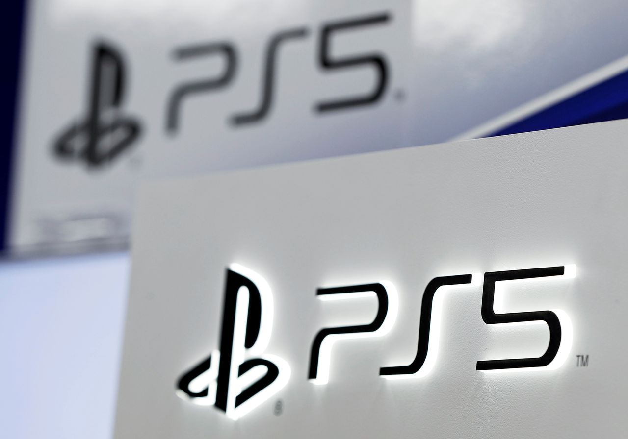 FILE PHOTO: The logos of Sony PlayStation 5 are displayed at the consumer electronics retailer chain Bic Camera, ahead of its official launch, in Tokyo, Japan November 10, 2020. REUTERS/Issei Kato