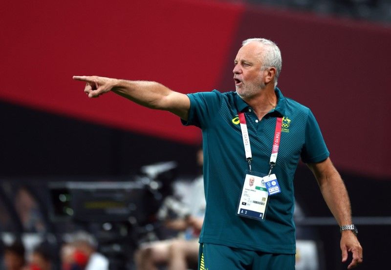 FILE PHOTO: Tokyo 2020 Olympics - Soccer Football - Men - Group C - Australia v Spain - Sapporo Dome, Sapporo, Japan - July 25, 2021. Australia coach Graham Arnold reacts REUTERS/Kim Hong-Ji