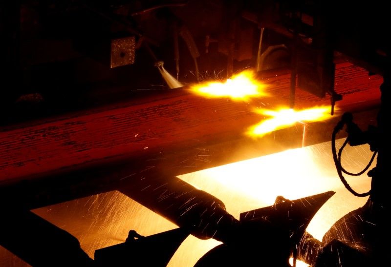 FILE PHOTO: A production line of Nippon Steel & Sumitomo Metal Corp.