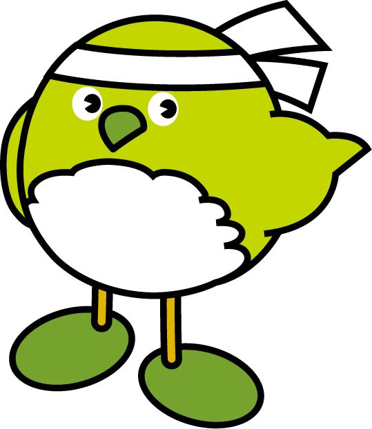 La mascota oficial de Ōita es Mejiron y está inspirada en el pájaro de la prefectura, el mejiro (anteojito u ojiblanco japonés). (© Prefectura de Ōita #1483)