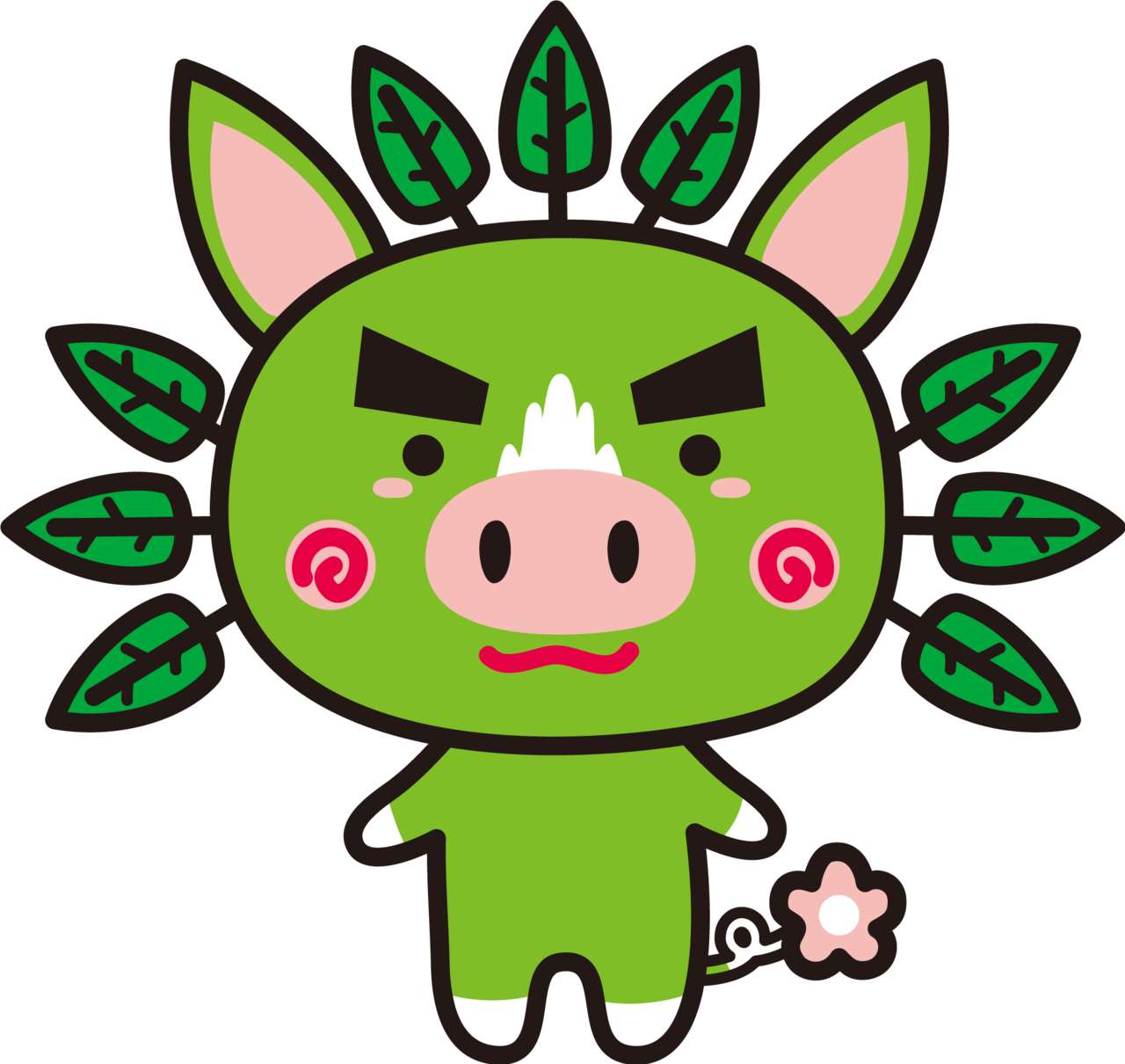 La mascota oficial de relaciones públicas de Kagoshima, Greboo, es una combinación de la famosa marca de cerdo kurobuta y el rico entorno natural de la prefectura. (© Prefectura de Kagoshima, Greboo #944)