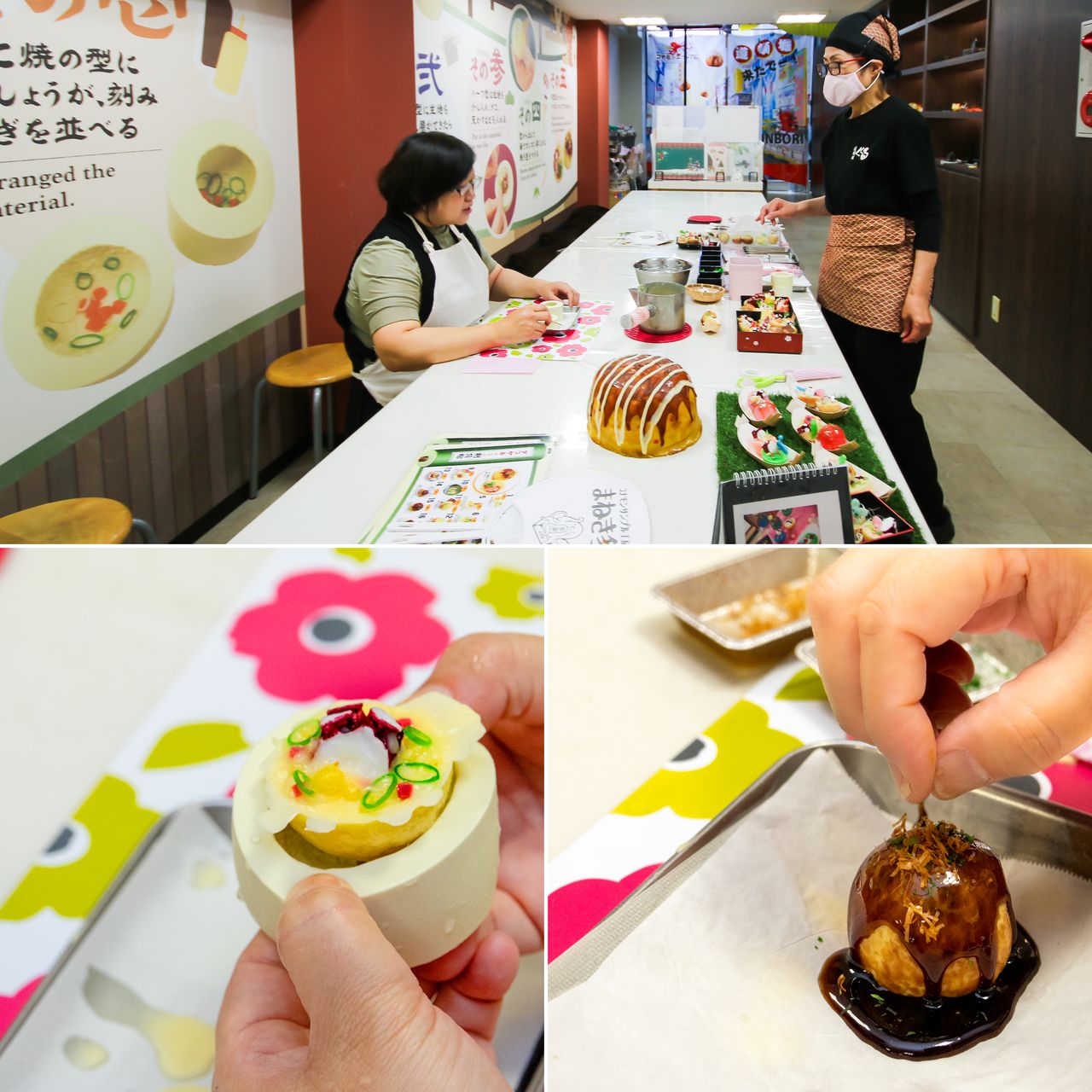 La cera se derrite con agua caliente y se vierte en el molde. El resultado es muy parecido a un takoyaki de verdad y da ganas de comerlo.