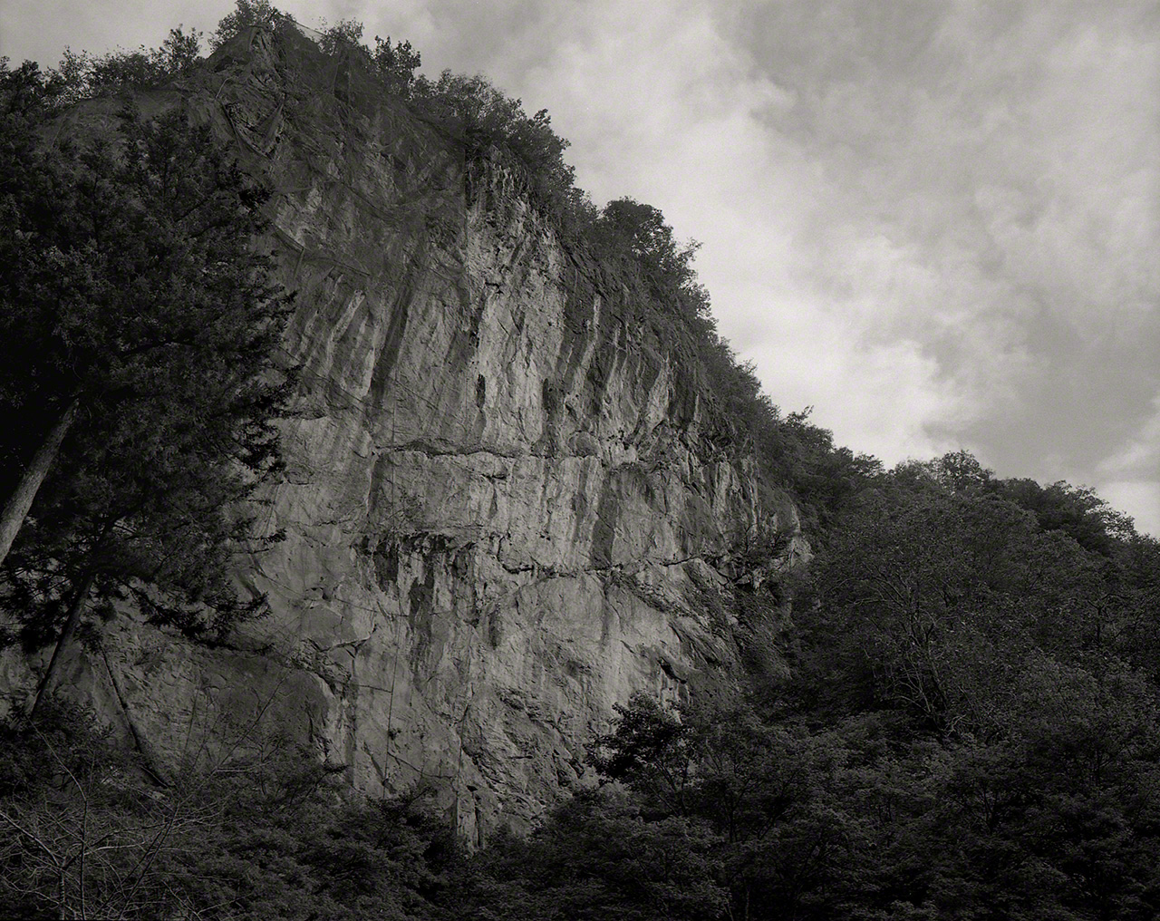 El gigantesco acantilado de roca se alza imponente. Fotografía: Ōsaka Hiroshi.