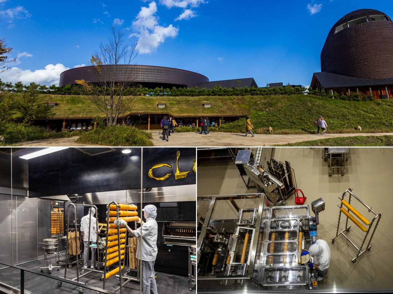 En la fábrica especializada se producen cerca de mil unidades de mini baumkuchen al día; allí se puede observar el proceso, desde la preparación de la masa hasta el horneado y el empaquetamiento, a través de los cristales.