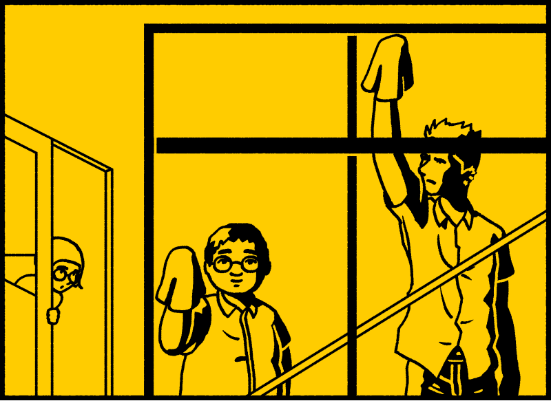 Noriko: Ah, es Tanaka. ¿Qué estará haciendo con Inoue?