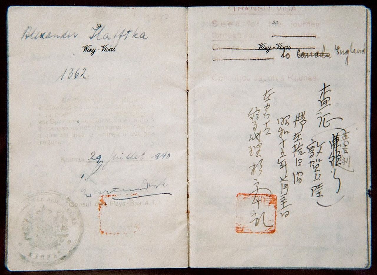 Una de las visas emitidas por Sugihara el día 31 de julio de 1940. (Fotografía cortesía de la Casa Memorial Chiune Sugihara)