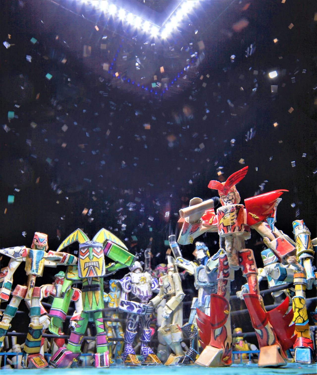 Una imagen del mundo de Kami-Robo Fight. Yasui detalló no solo los propios robots, sino también su historia. (Imagen de Yasui Tomohiro)