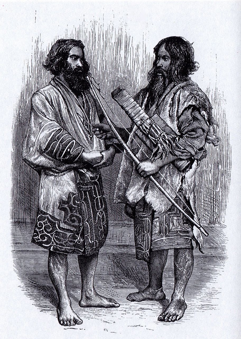 Dibujo de los “Ainus de Yezo” que aparece en Unbeaten Tracks in Japan (Imagen cortesía del autor)