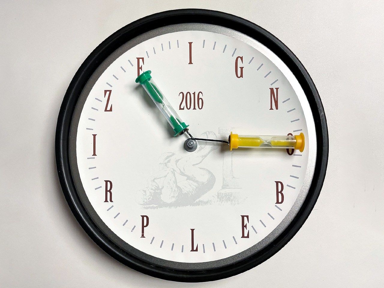 Reloj de 61 segundos que se entregó a los galardonados en los Ig Nobel de 2016.