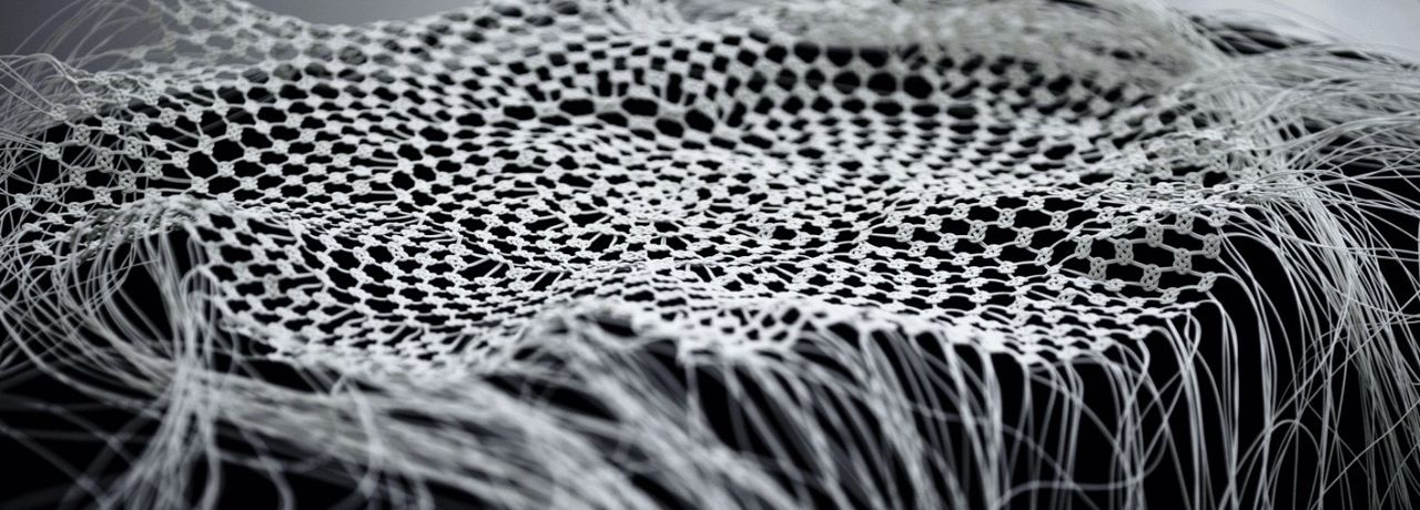 Obra en desarrollo. La artista dice que le gusta concentrarse en las puntas de los dedos y abstraerse uniendo los hilos. (©2023 Morita Eriko, Wakōbō Hōyū)