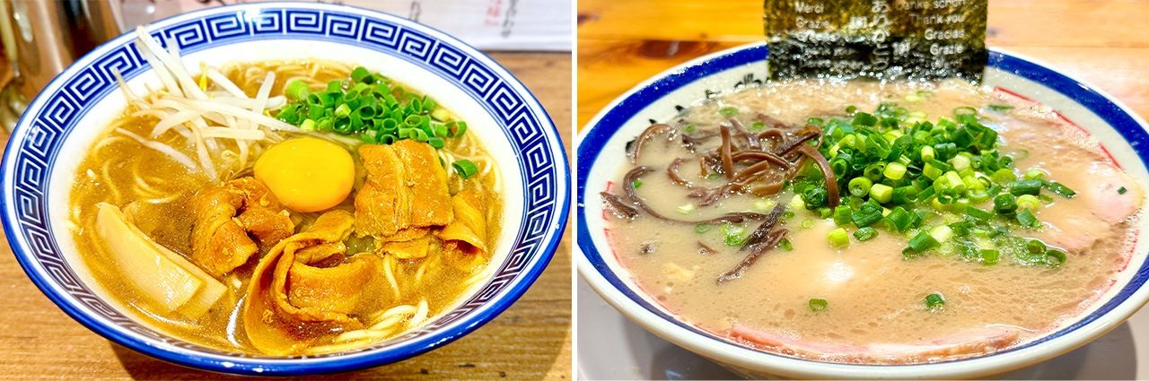 Tokushima-style ramen: Haruma (Nishi-Shinjuku, Shinjuku); Hakata-style ramen: Tanaka Shōten (Hitotsuya, Adachi) (© Yamakawa Daisuke)