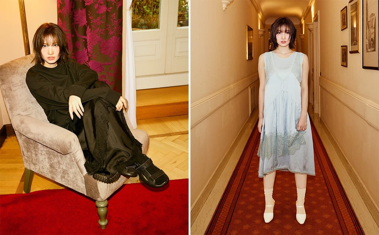 Momo con ropa de Onitsuka Tiger.