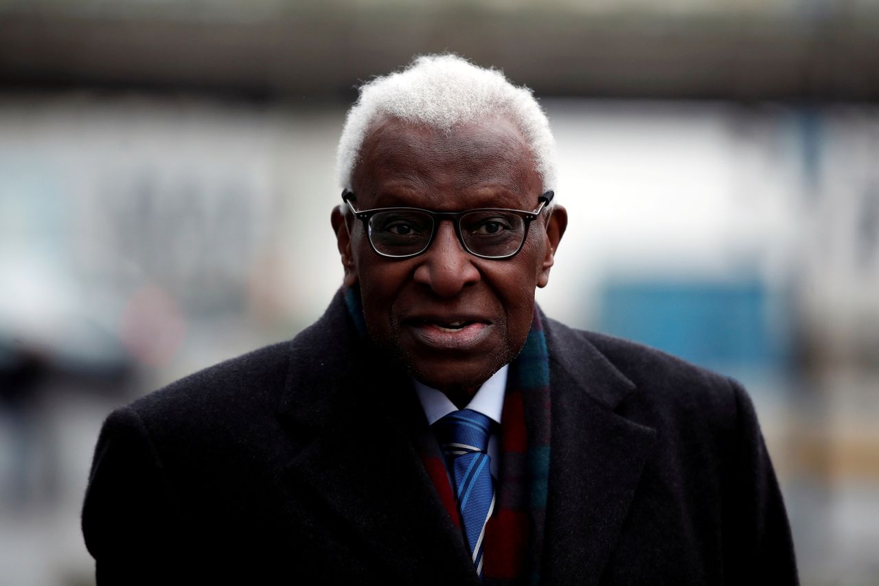 FILE PHOTO: Former President of International Association of Athletics Federations (IAAF) Lamine Diack arrives for his trial at the Paris courthouse, France, January 13, 2020. REUTERS/Benoit Tessier