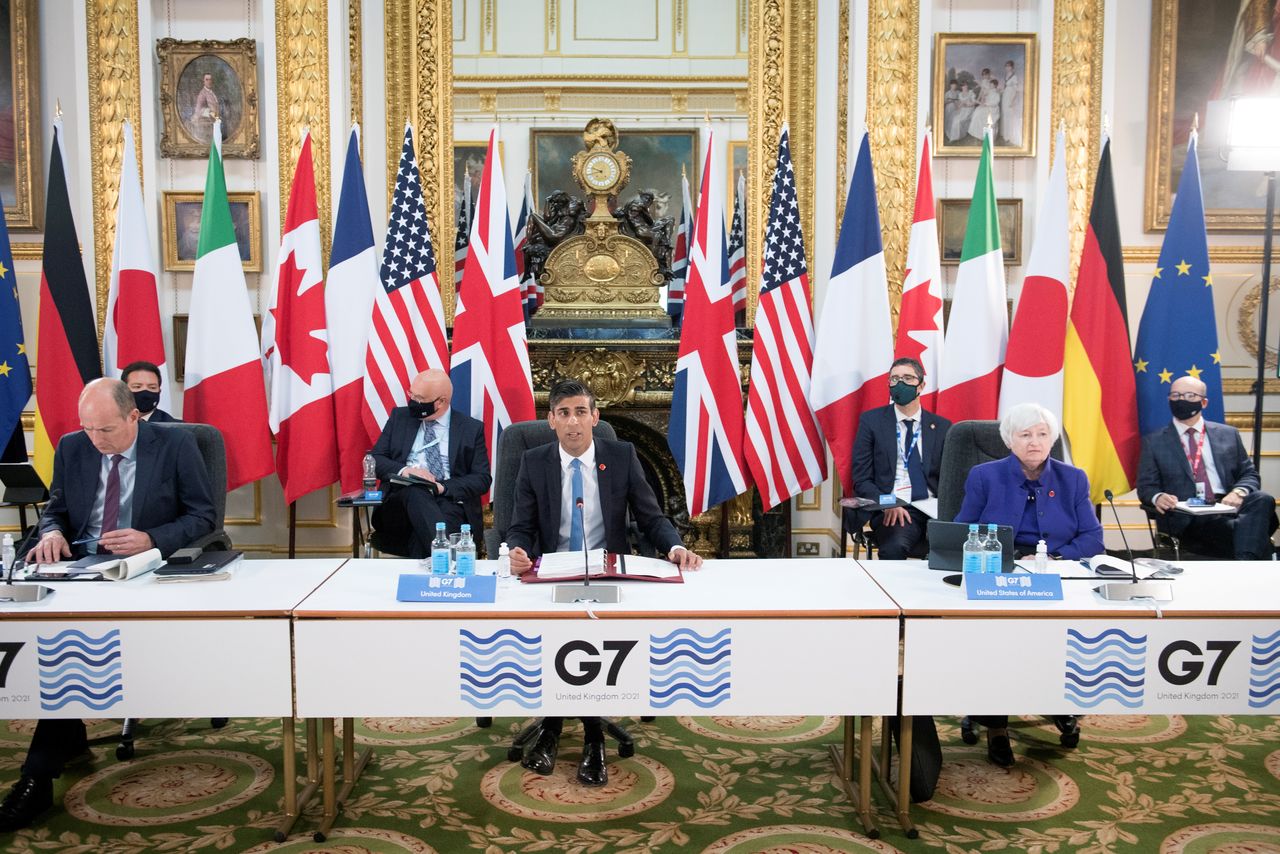 IMAGEN DE ARCHIVO. Ministros de Finanzas de G7 durante una reunión en Londres, Inglaterra, Junio 4, 2021. Stefan Rousseau/PA Wire/Pool vía REUTERS