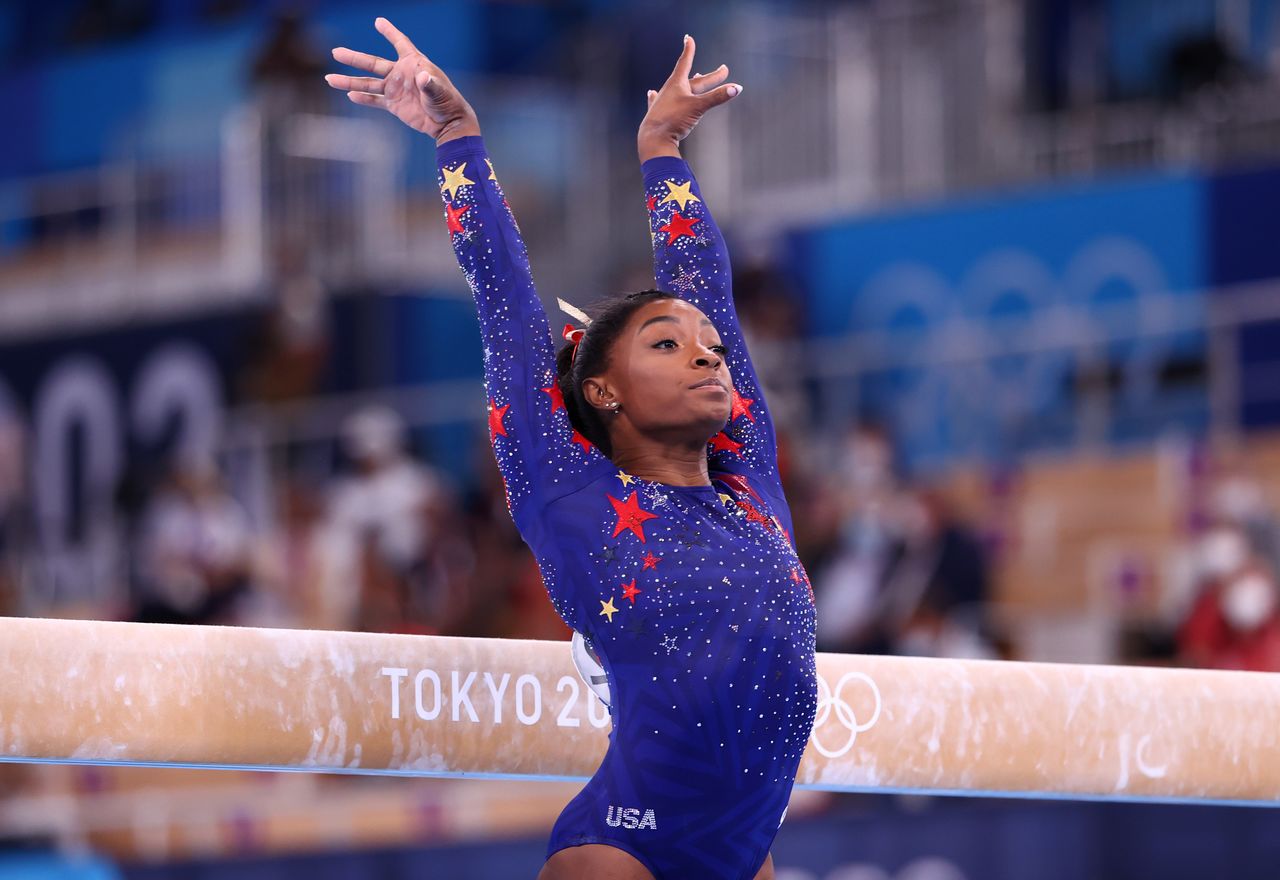 July 25, 2021.
Foto del domingo de la gimnasta estadounidense Simone Biles durante las pruebas de clasificación en la barra de equilibrio.
REUTERS/Lindsey Wasson
