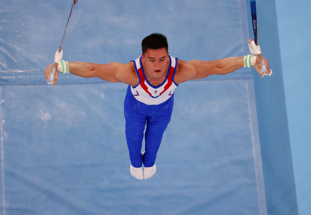 Jul 26, 2021. 
Foto del lunes del ruso Nikita Nagornyy en la prueba de anillas de la final de la gimnasia masculina por equipos
REUTERS/Athit Perawongmetha