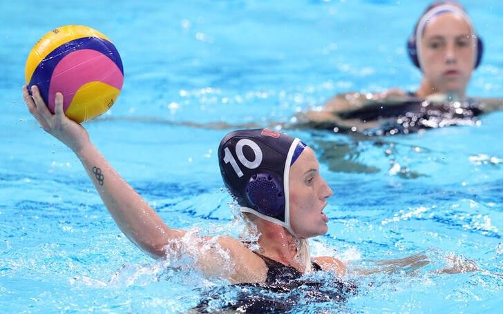 Ago 7, 2021.
Foto del sábado de Kaleigh Gilchrist, de EEUU, en la final del waterpolo.
REUTERS/Henry Romero